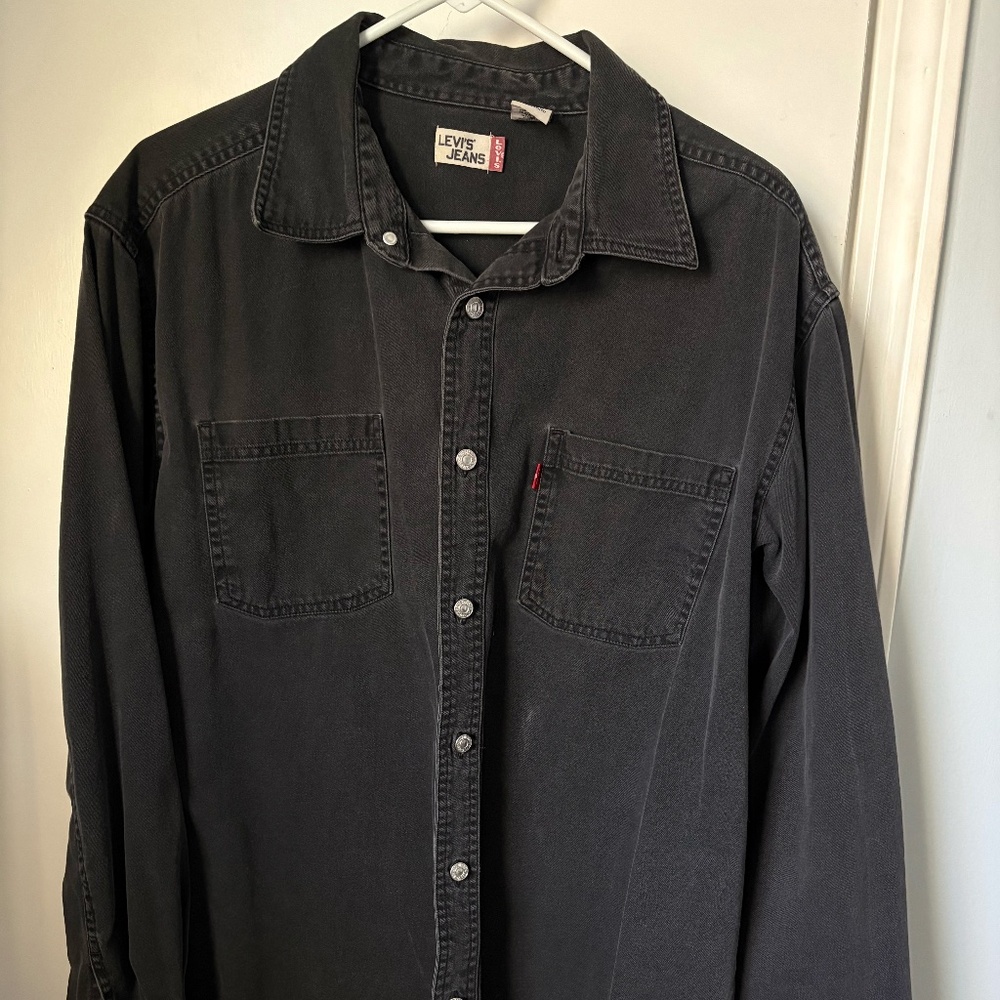 Levis Denim Shirt Jacket Mens L  Black Denim